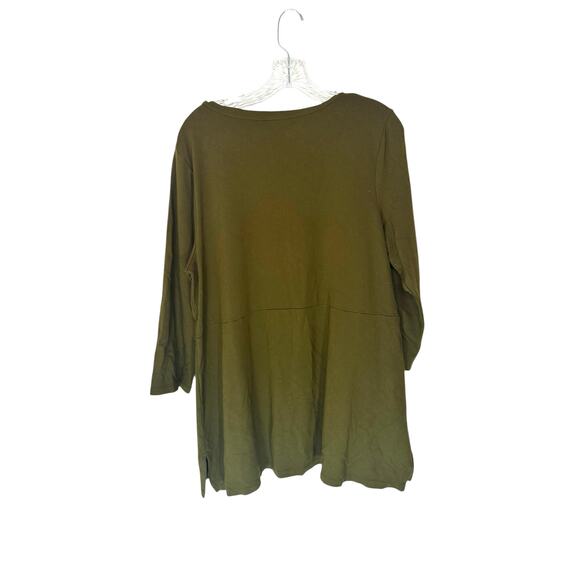 J. Jill Ponte Tunic Top Brown Basic 3/4 Sleeve Scoop Neck Basic Stretch Large - Picture 8 of 12